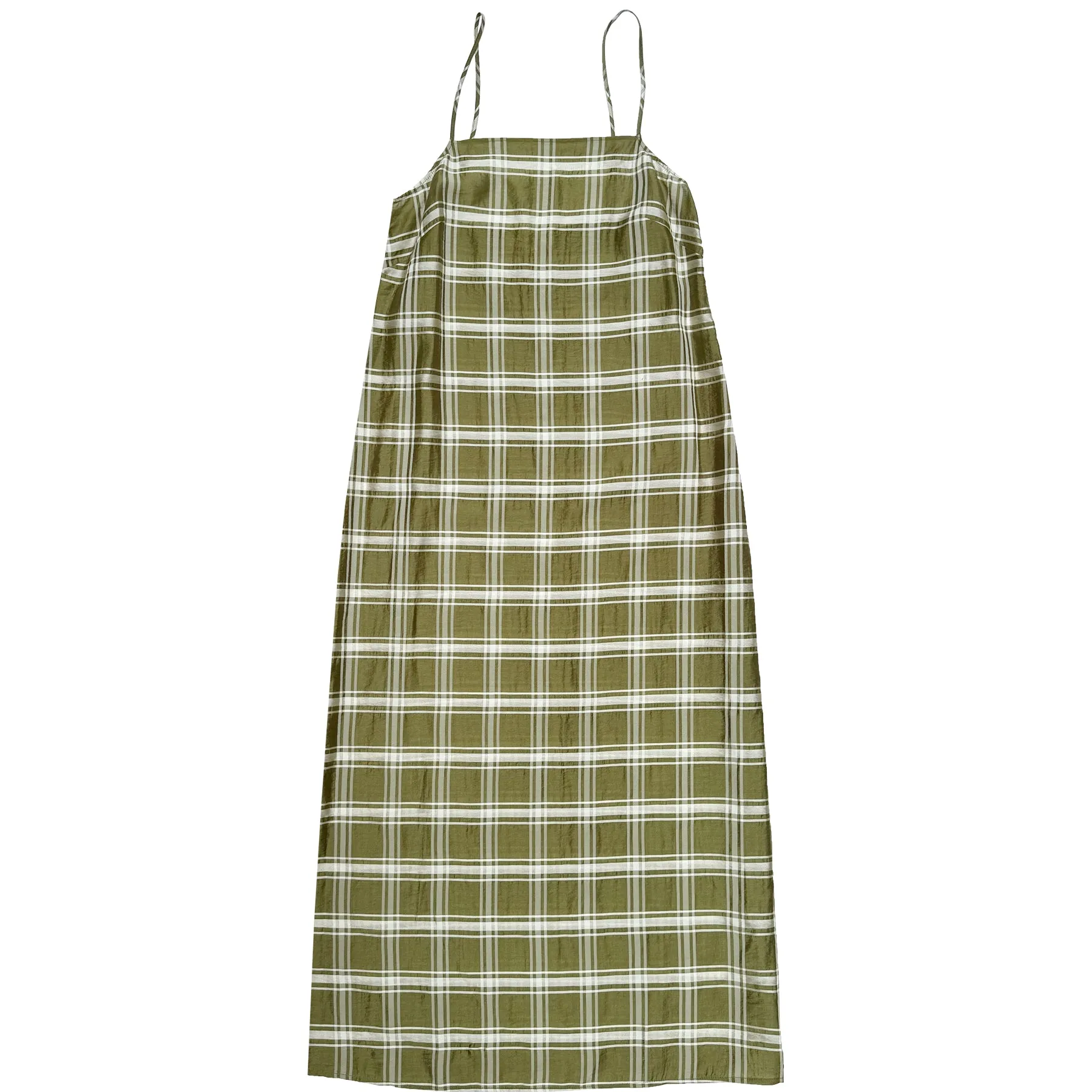 SQUARE NECK SLIP DRESS - OLIVE PLAID sold by Ali Golden