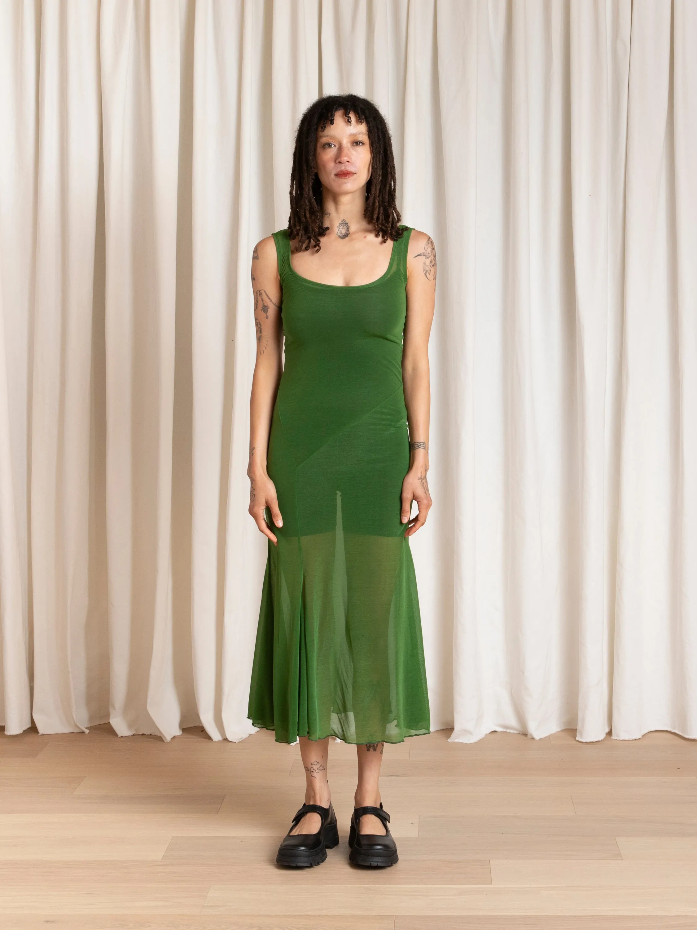TANK DRESS W/ ASYMMETRICAL HEM - GRASS GREEN sold by Ali Golden product image thumbnail 2