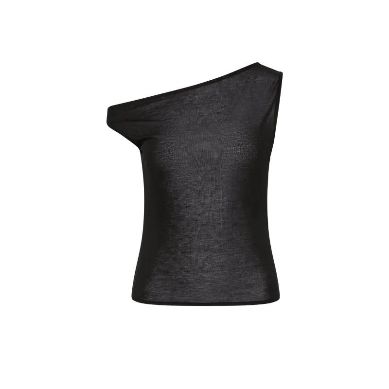 FINE JERSEY ASYMM TOP - BLACK made by St. Agni