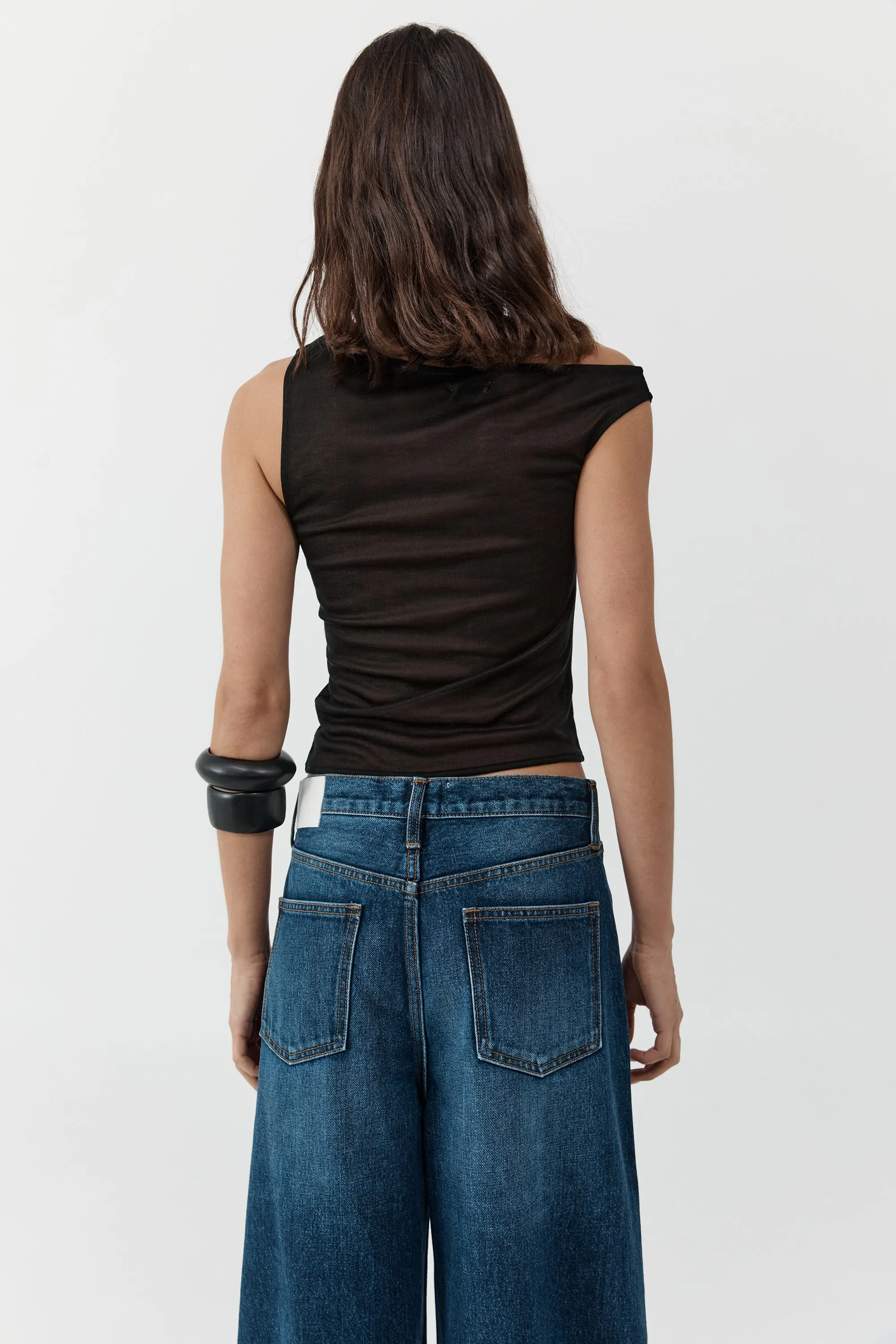 FINE JERSEY ASYMM TOP - BLACK sold by Ali Golden product image thumbnail 5