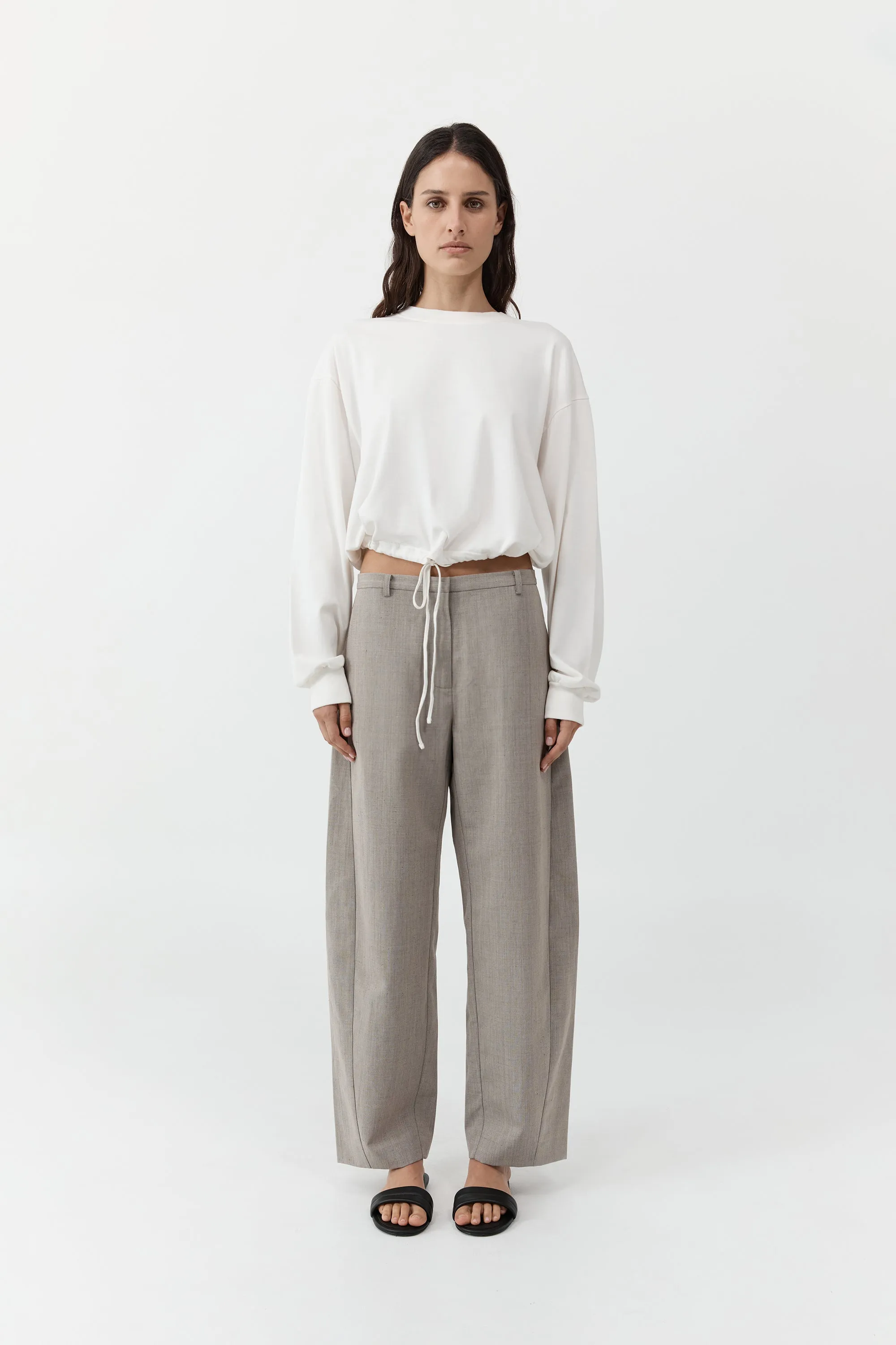 DRAWSTRING LONG SLEEVE TOP - OFF WHITE sold by Ali Golden product image thumbnail 3