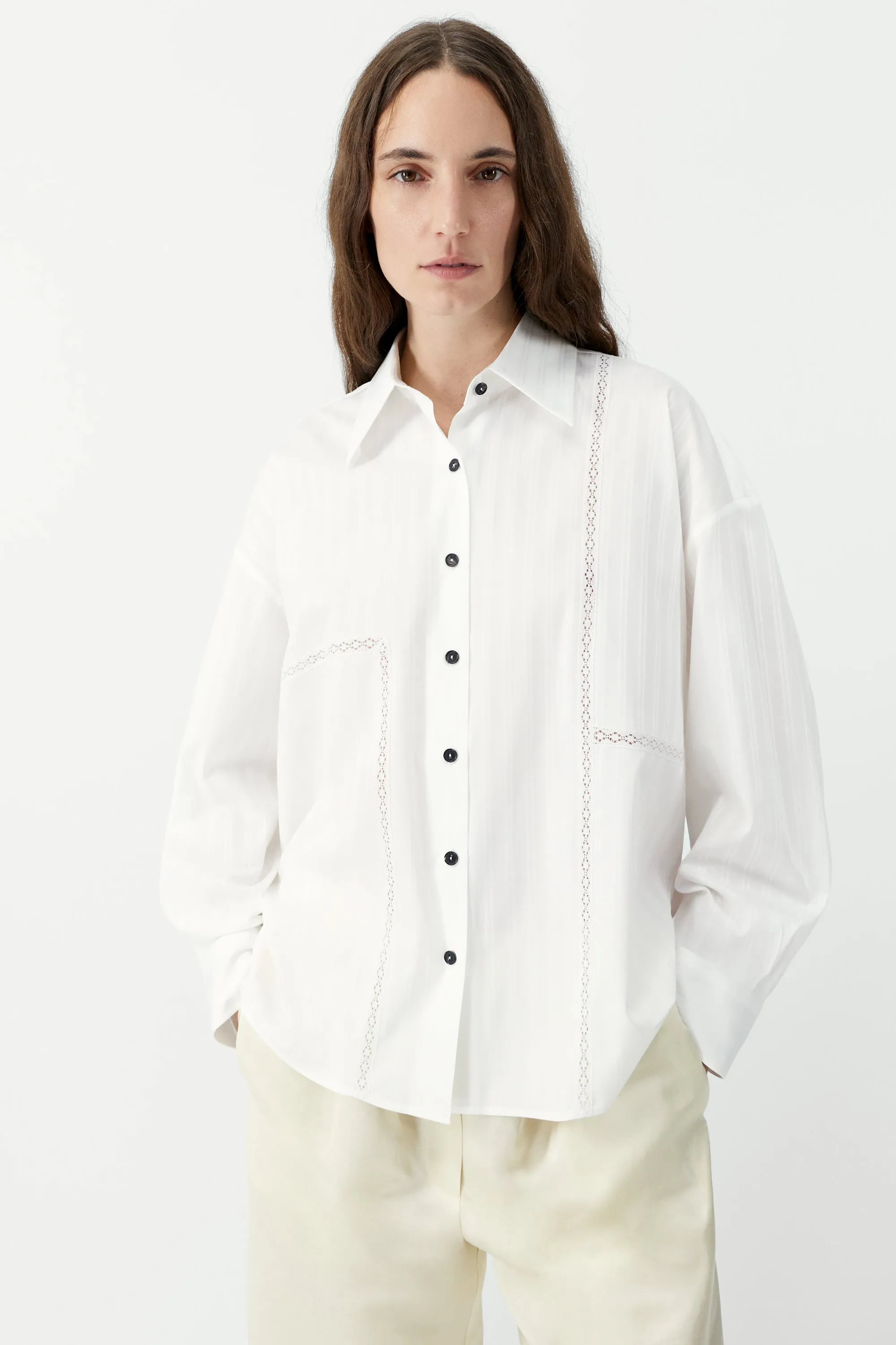 OVERSIZED LACE SHIRT - WHITE sold by Ali Golden product image thumbnail 3