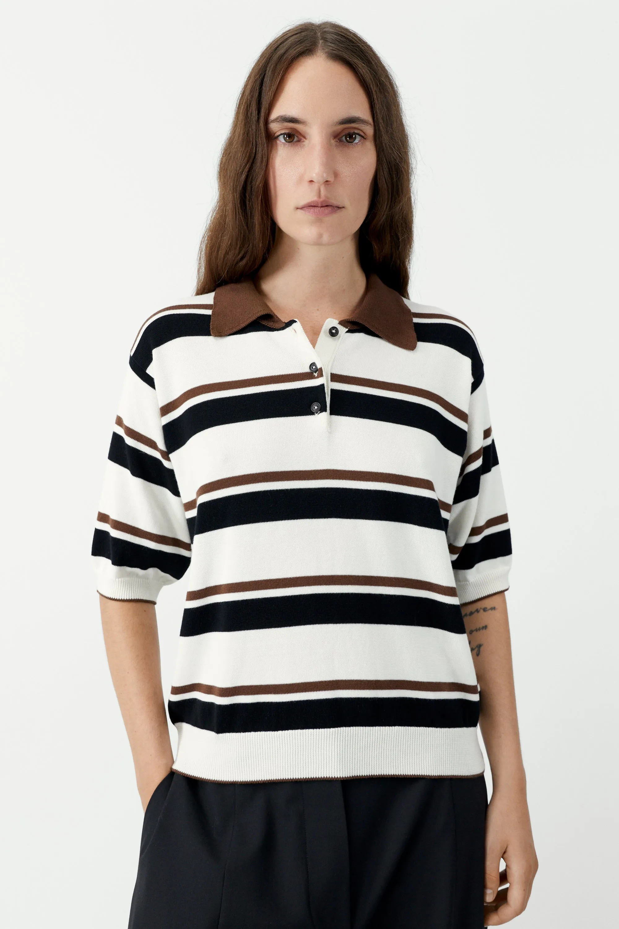 ORGANIC COTTON STRIPED POLO - MULTI sold by Ali Golden product image thumbnail 3
