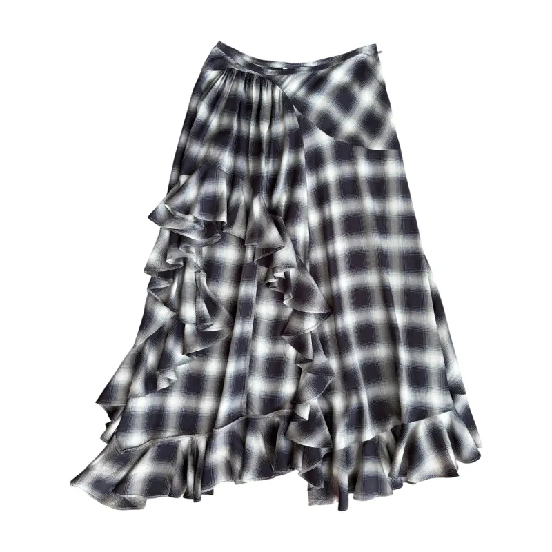FLORIST SKIRT - FOG PLAID made by Collina Strada