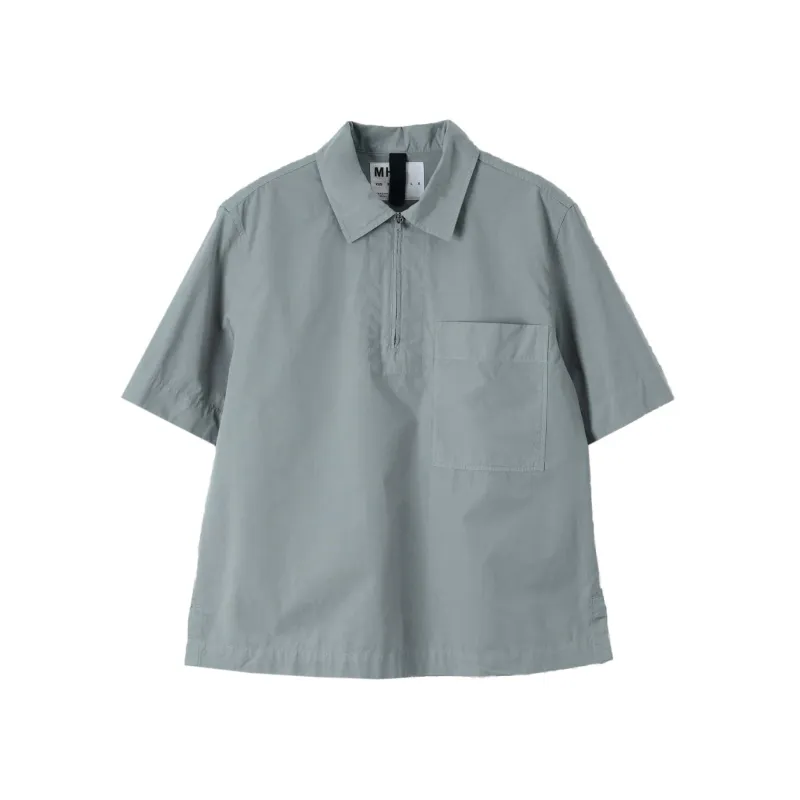 COTTON HALF ZIP SHIRT - FOG made by Ali Golden