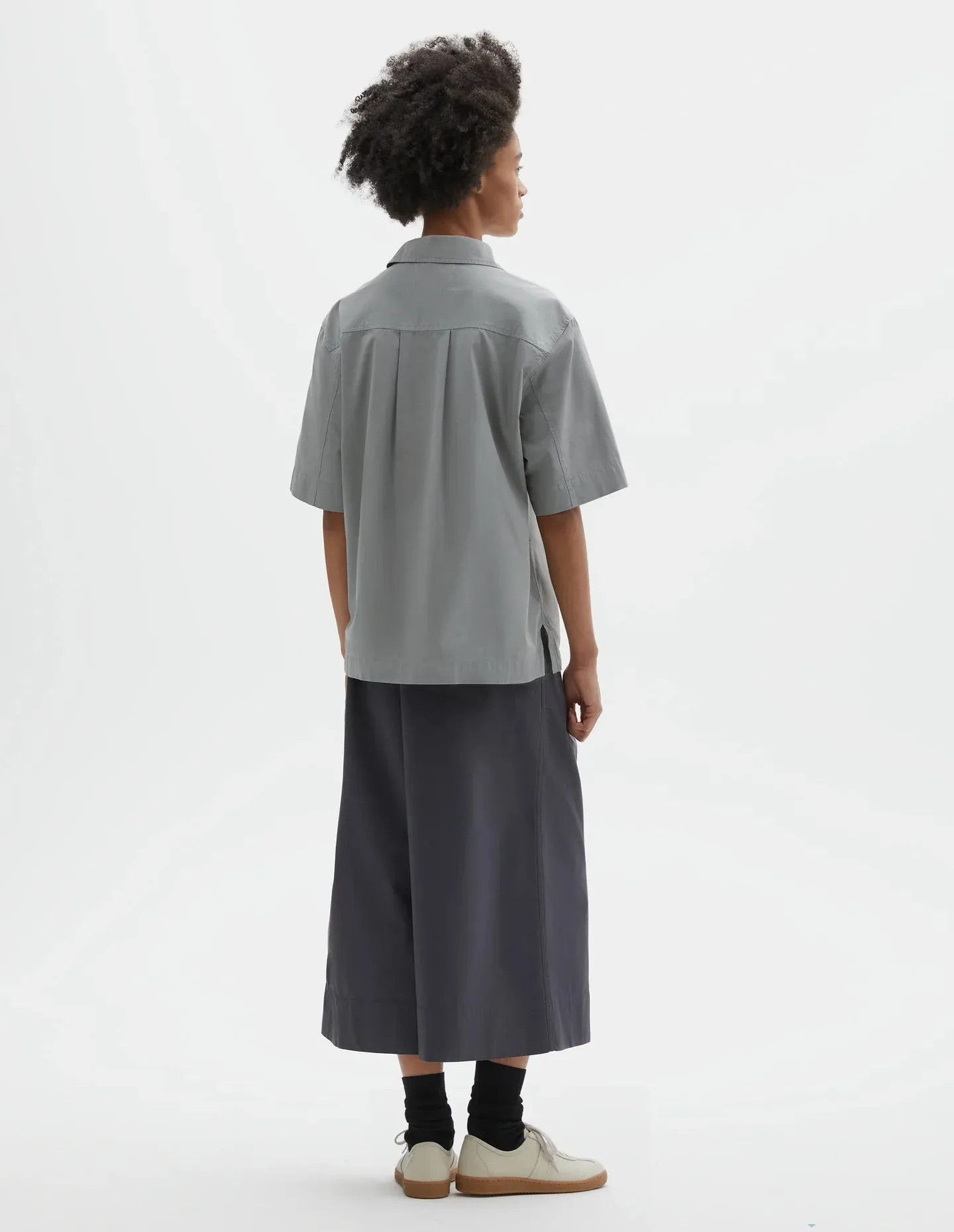 COTTON HALF ZIP SHIRT - FOG sold by Ali Golden product image thumbnail 3
