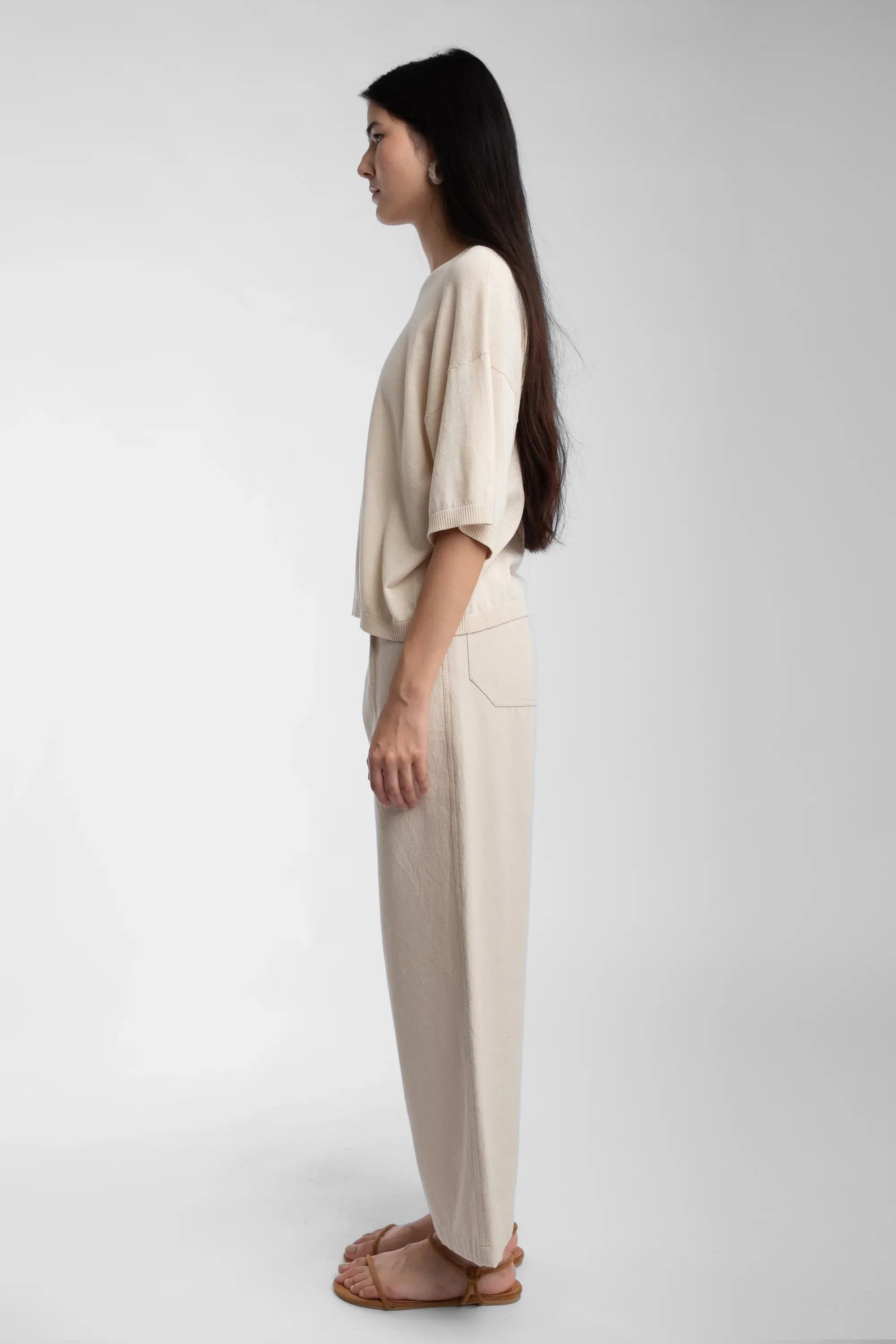 EXTRA FINE KNIT TEE - CREAM sold by Ali Golden product image thumbnail 5