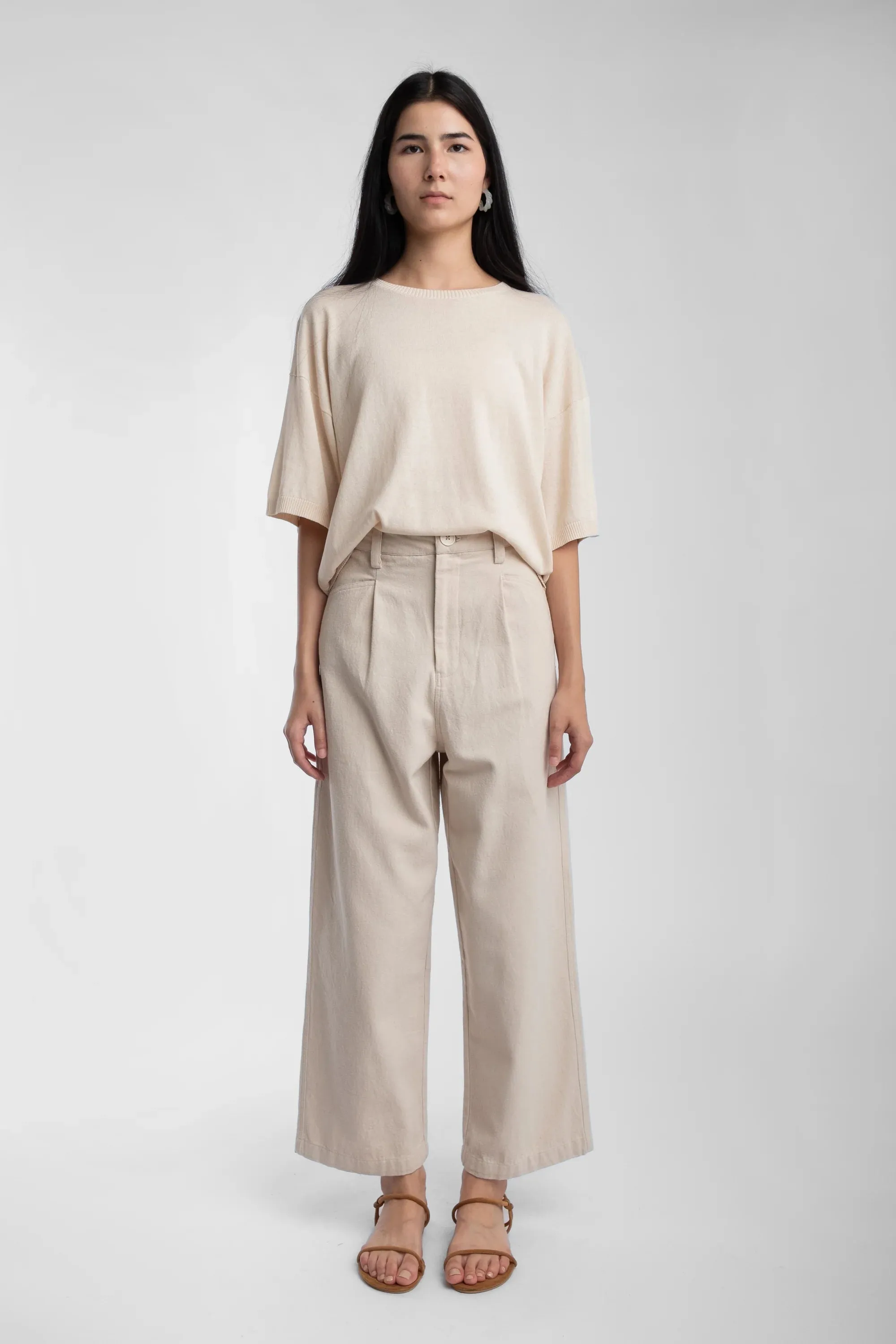 EXTRA FINE KNIT TEE - CREAM sold by Ali Golden product image thumbnail 2