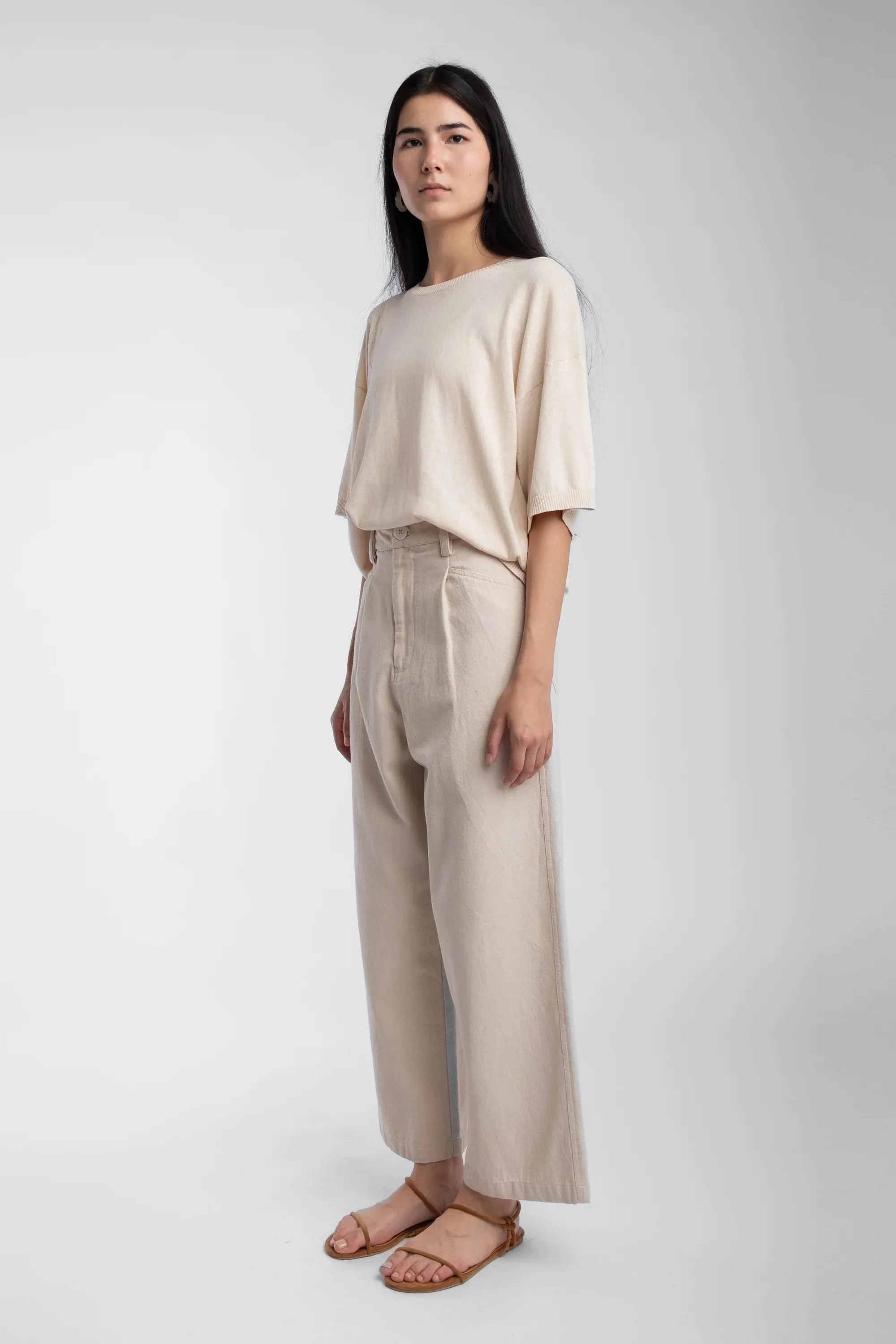 EXTRA FINE KNIT TEE - CREAM sold by Ali Golden product image thumbnail 4