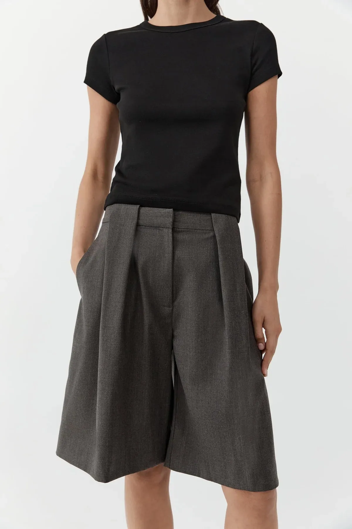 WOOL PLEAT LOOP SHORTS - MULCH sold by Ali Golden product image thumbnail 4