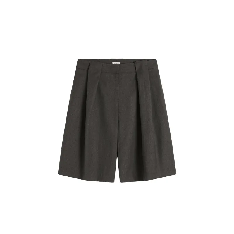 WOOL PLEAT LOOP SHORTS - MULCH made by St. Agni
