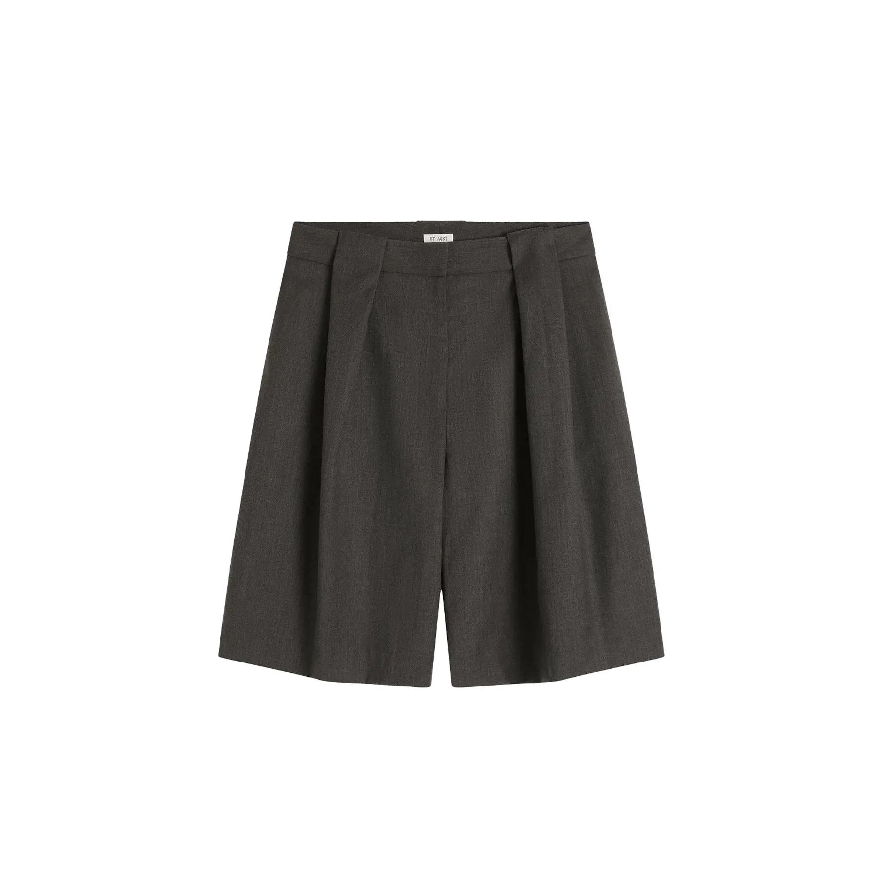 WOOL PLEAT LOOP SHORTS - MULCH sold by Ali Golden