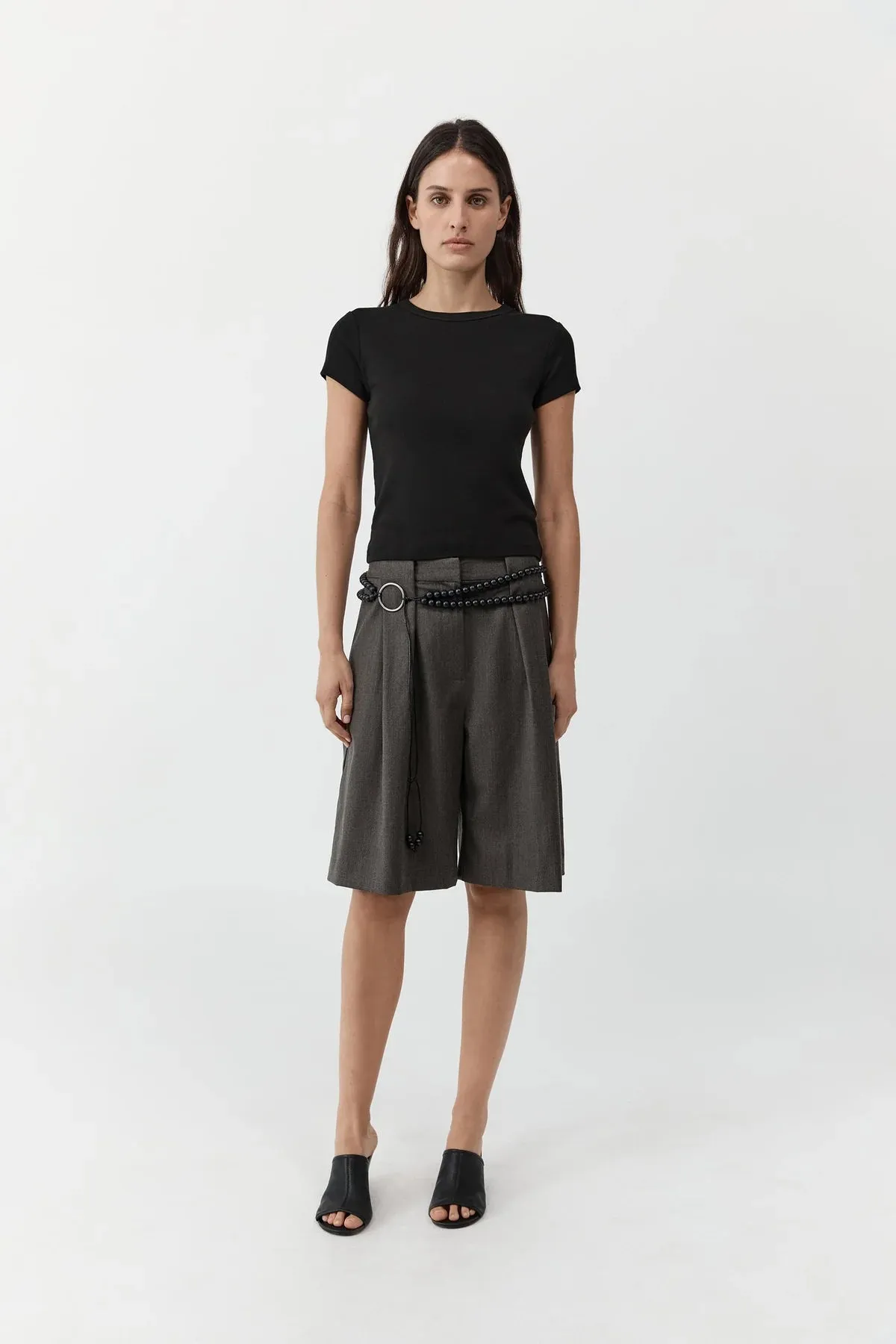 WOOL PLEAT LOOP SHORTS - MULCH sold by Ali Golden product image thumbnail 3