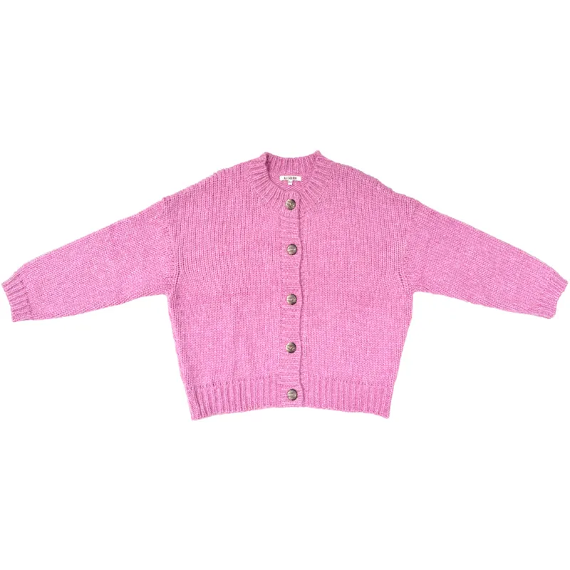 MERINO CREW-NECK CARDIGAN - PINK made by Ali Golden
