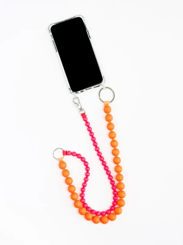 Doppelhandykette long, neonorange-neonpink sold by Ina.seifart