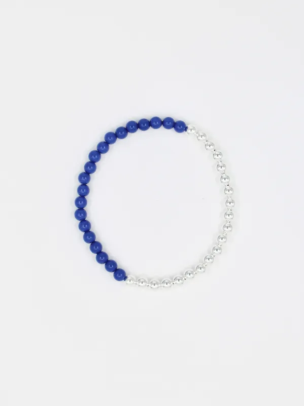 Perlen silver/wood necklace, blue made by Ina.seifart