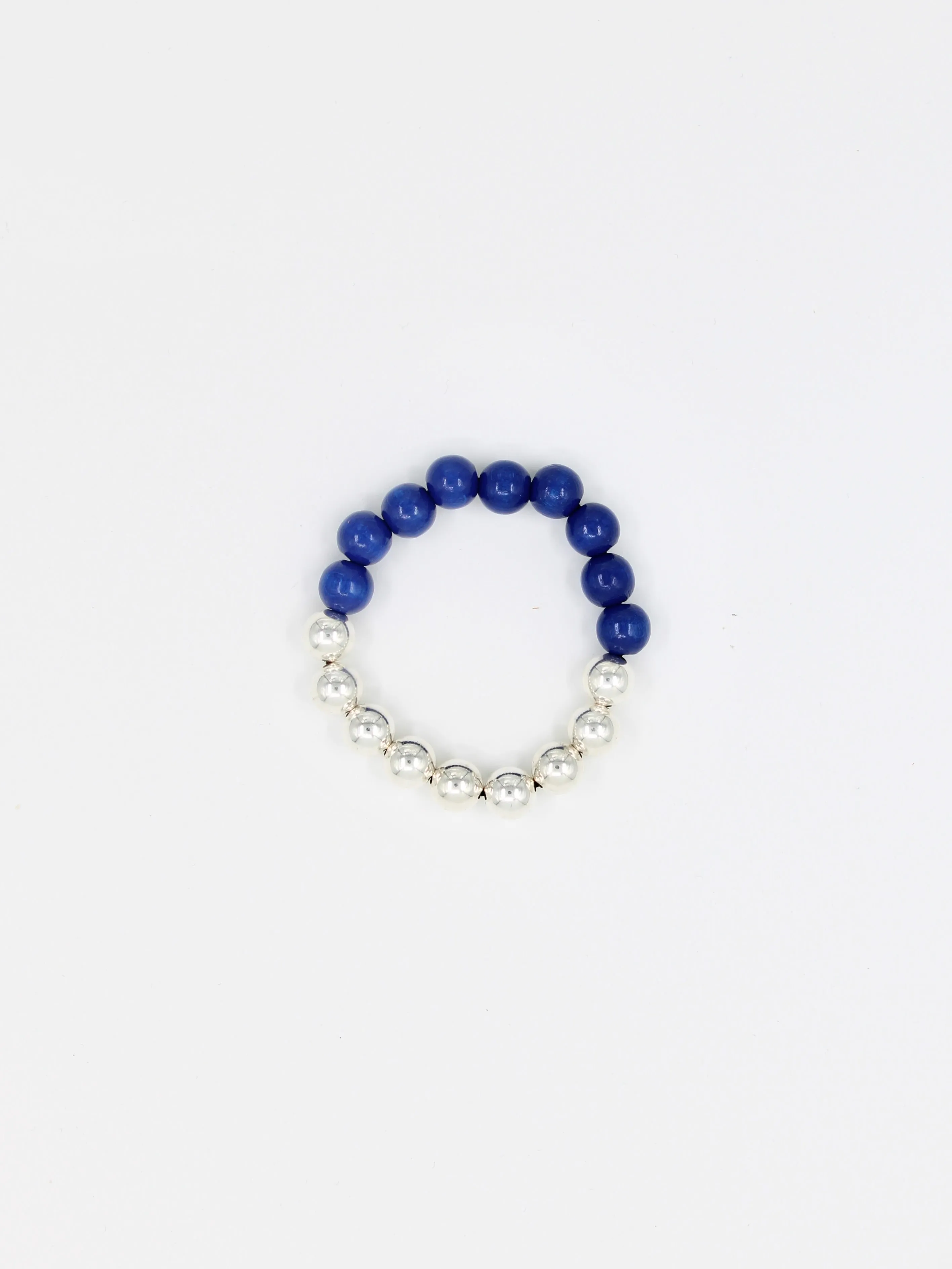 Perlen silver/wood bracelet, blue sold by Ina.seifart