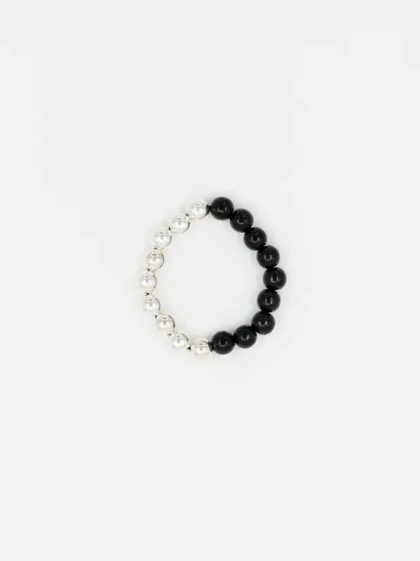 Perlen silver/wood bracelet, black made by Ina.seifart