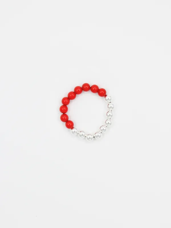 Perlen silver/wood bracelet, red made by Ina.seifart