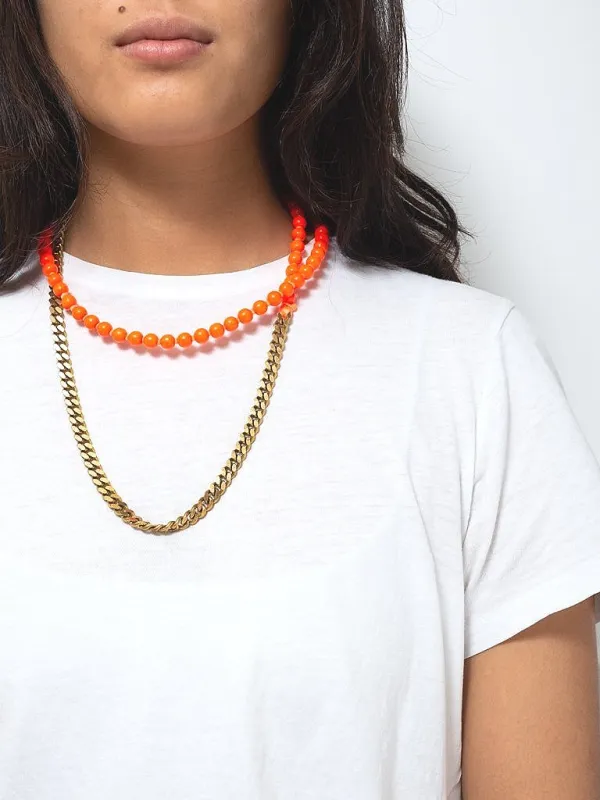 Perlenpanzerkette, neonorange - brass made by Ina.seifart