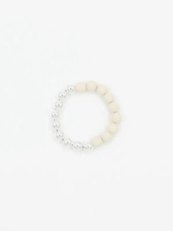 Perlen silver/wood bracelet, opal made by Ina.seifart