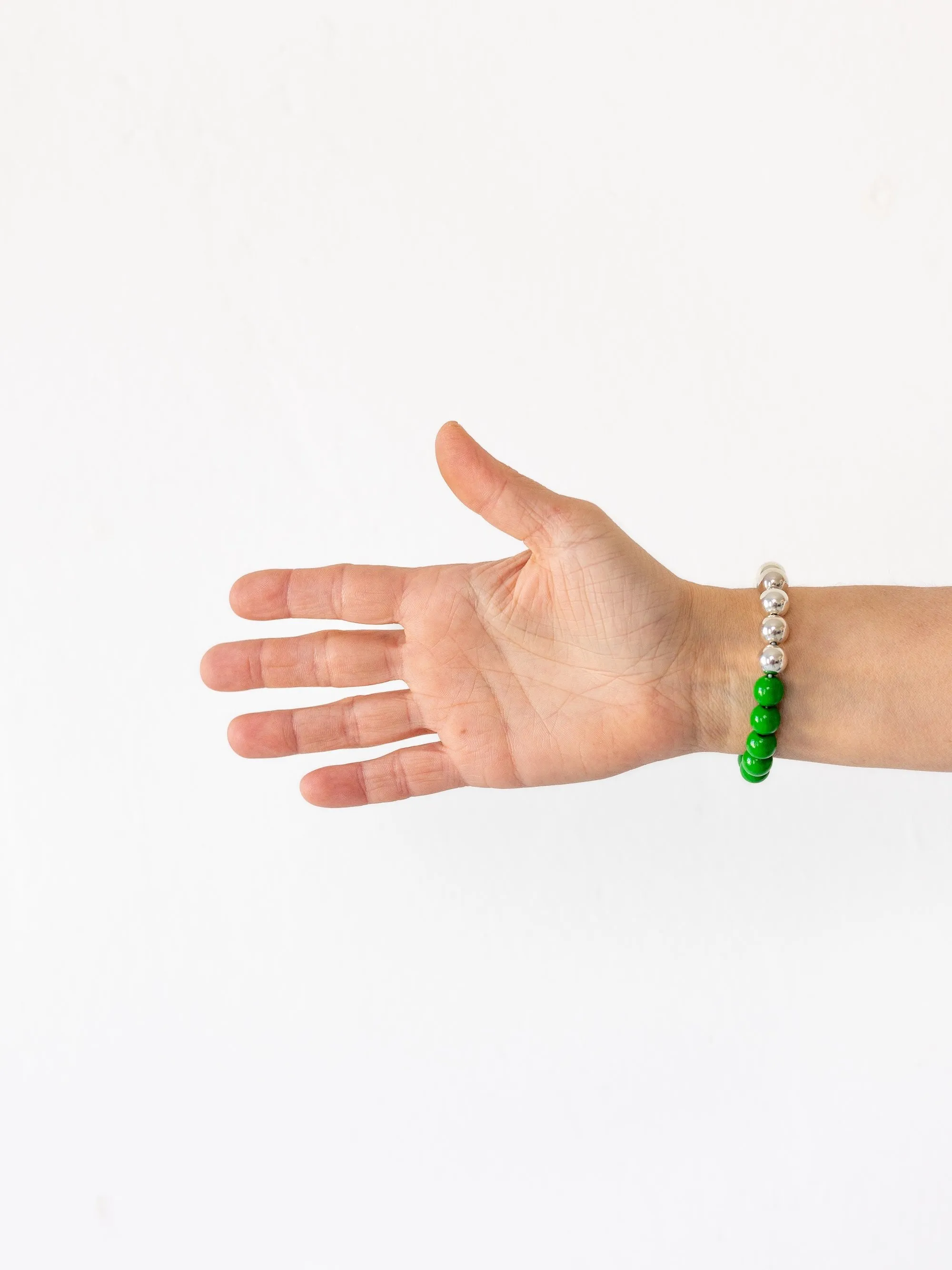 Perlen silver/wood bracelet, green sold by Ina.seifart