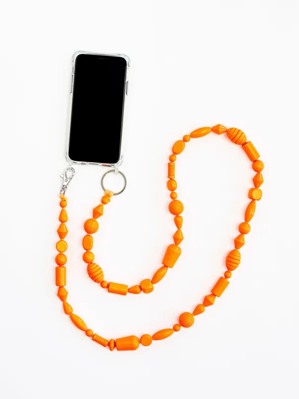 Perlenmix Handykette, neonorange made by Ina.seifart