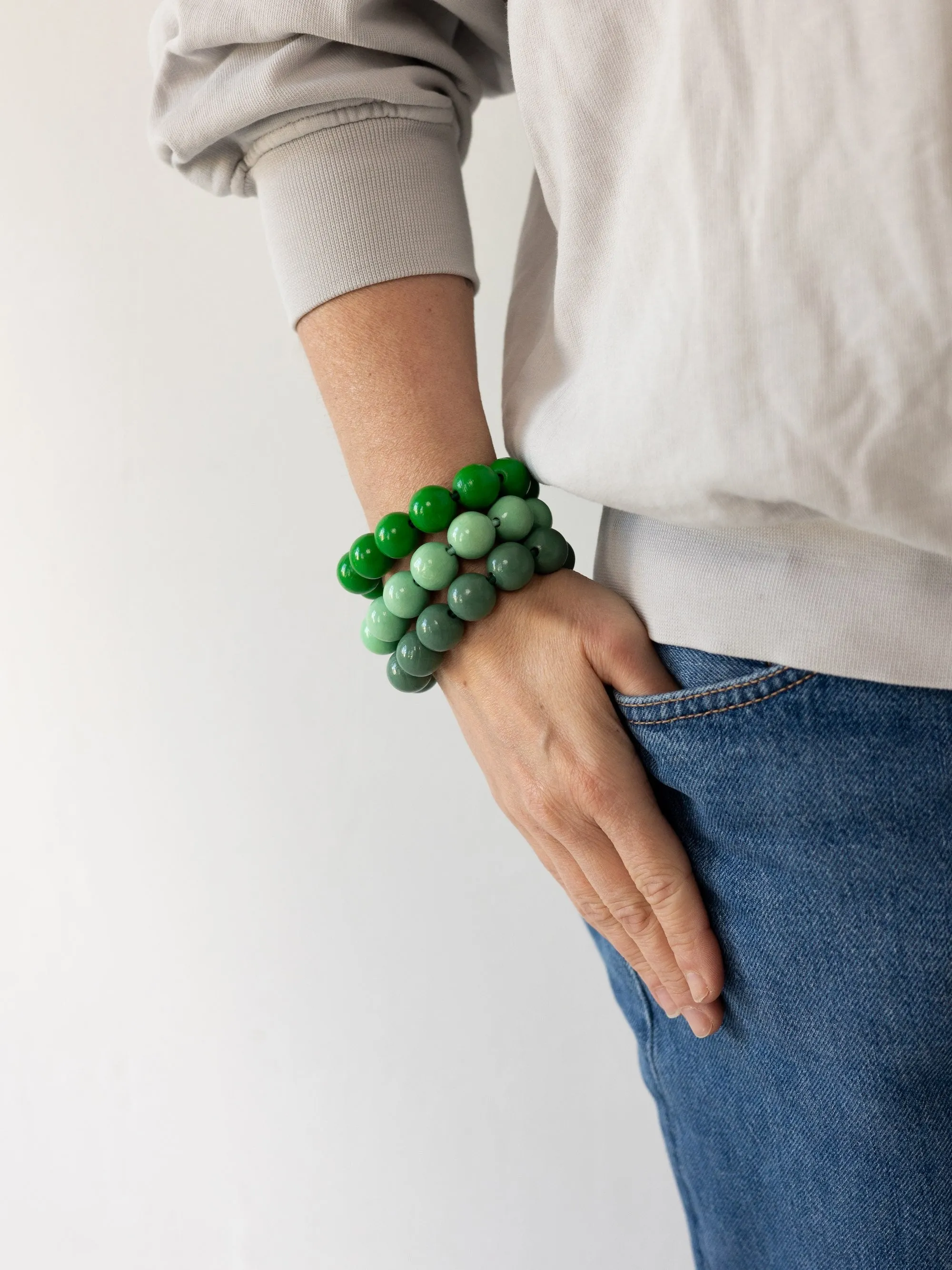 Big Perlen bracelet, green set sold by Ina.seifart