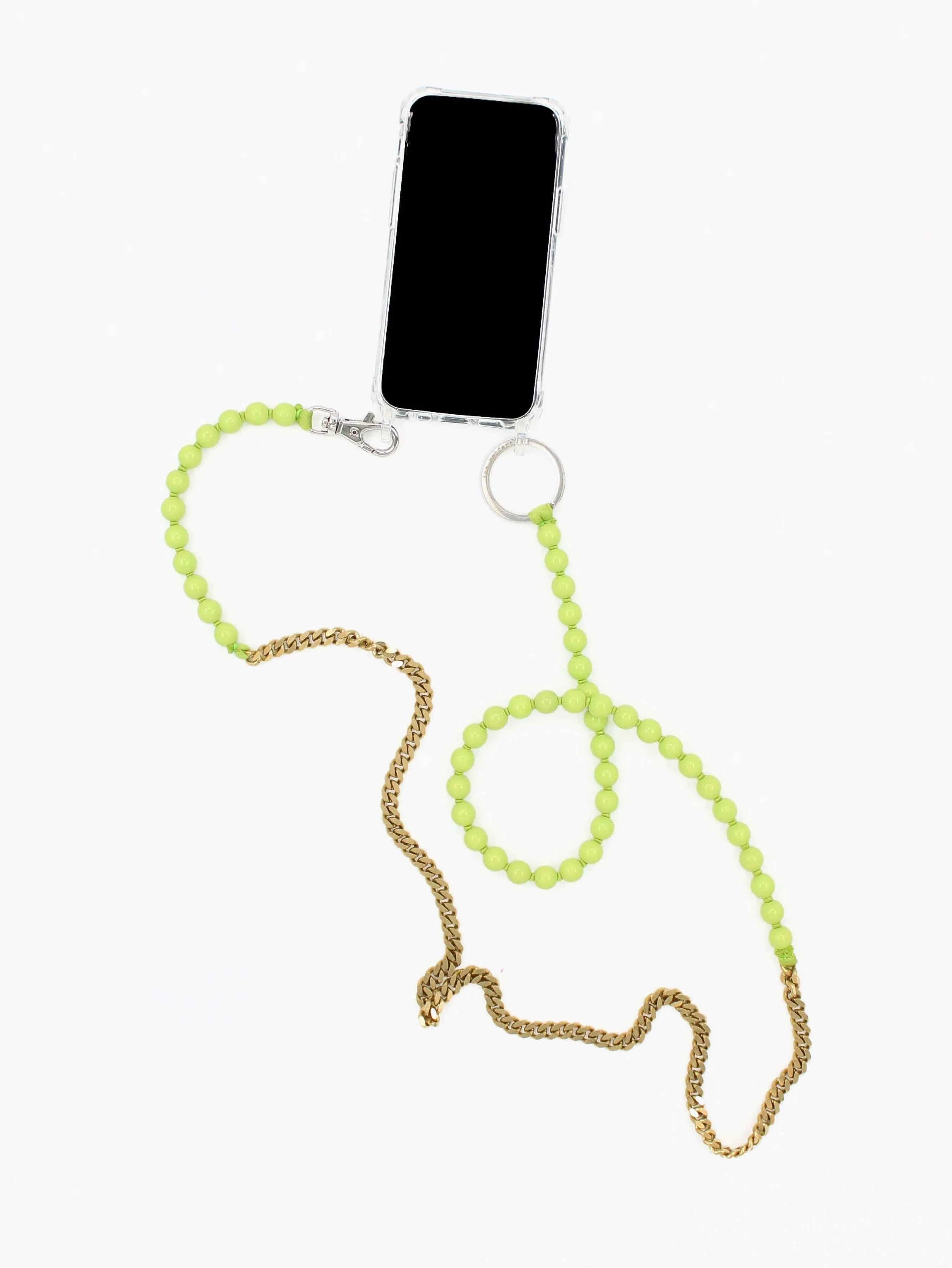 Perlenpanzerhandykette, lime - brass sold by Ina.seifart