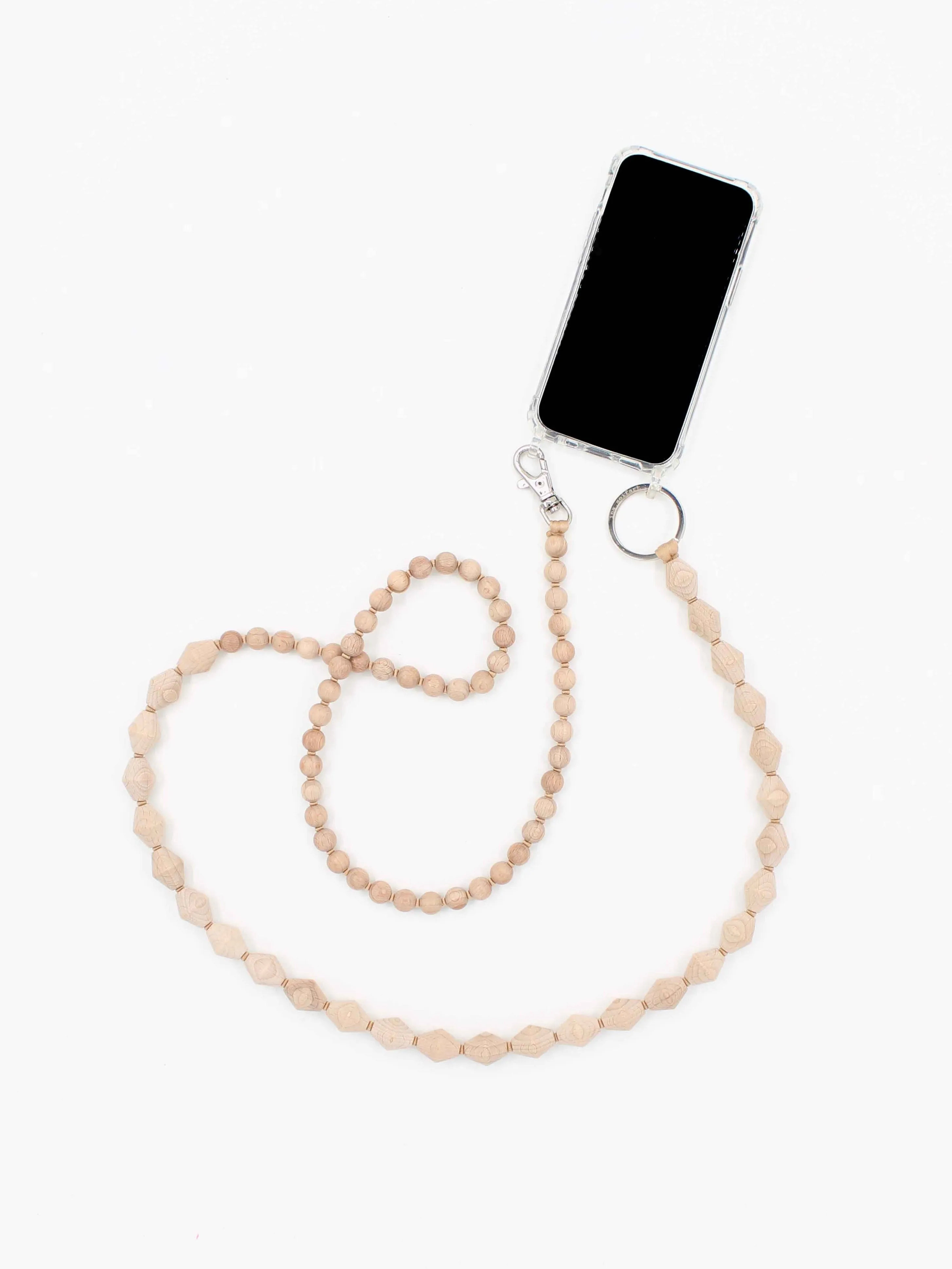 Perlenzickzack Handykette, natural sold by Ina.seifart