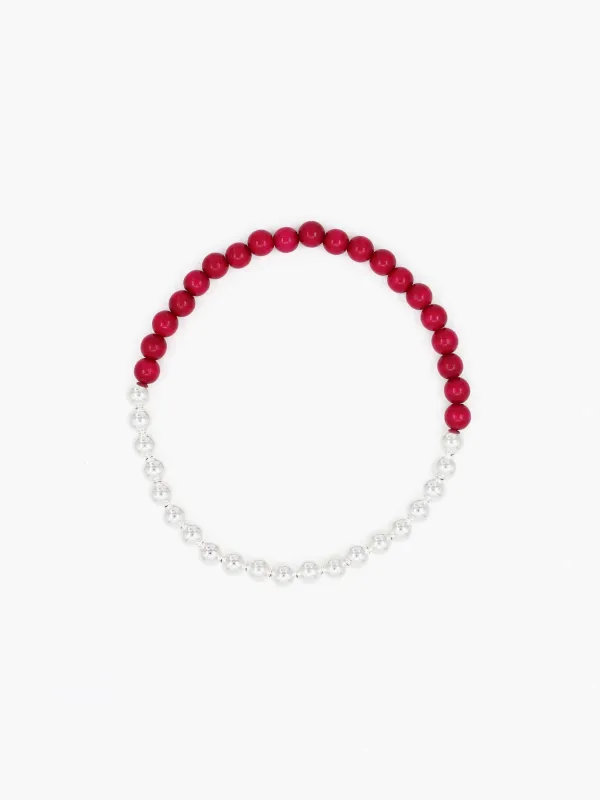 Perlen silver/wood necklace, bordo made by Ina.seifart