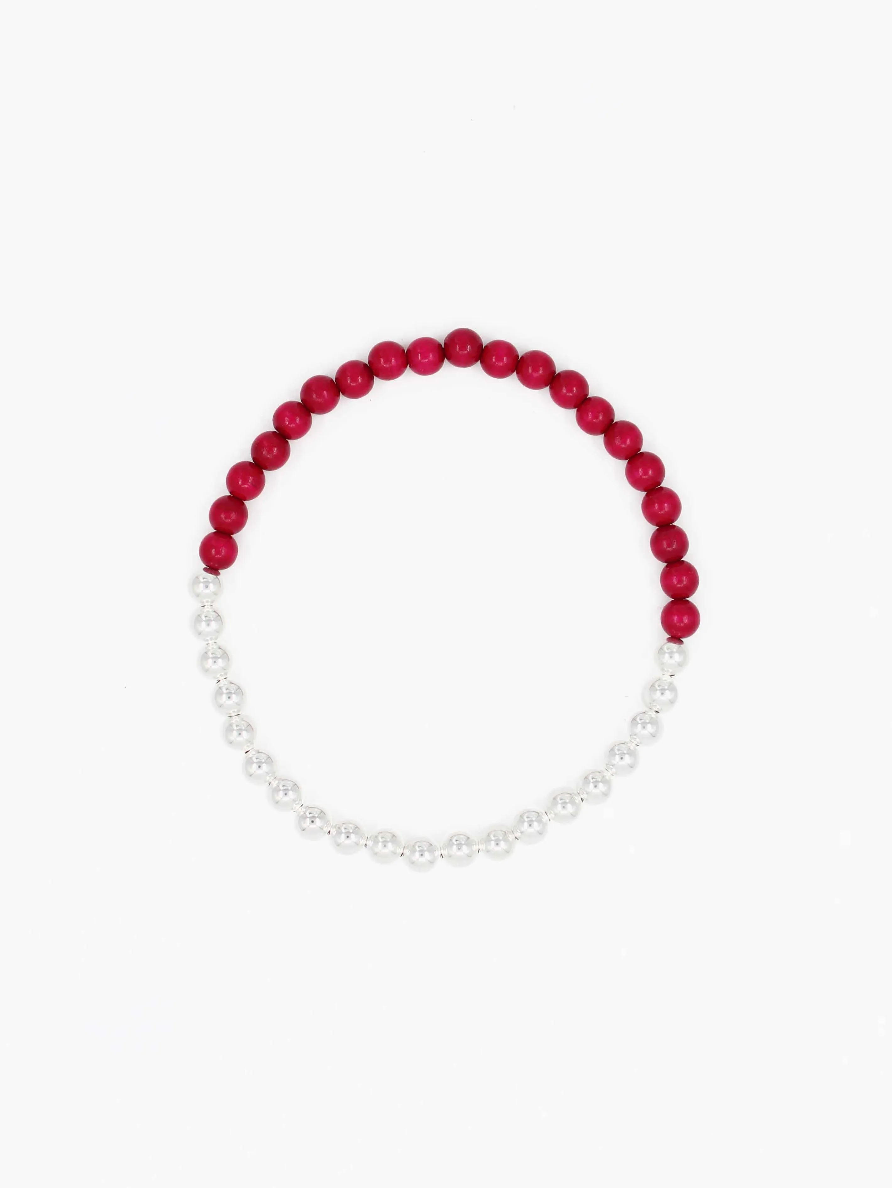 Perlen silver/wood necklace, bordo sold by Ina.seifart