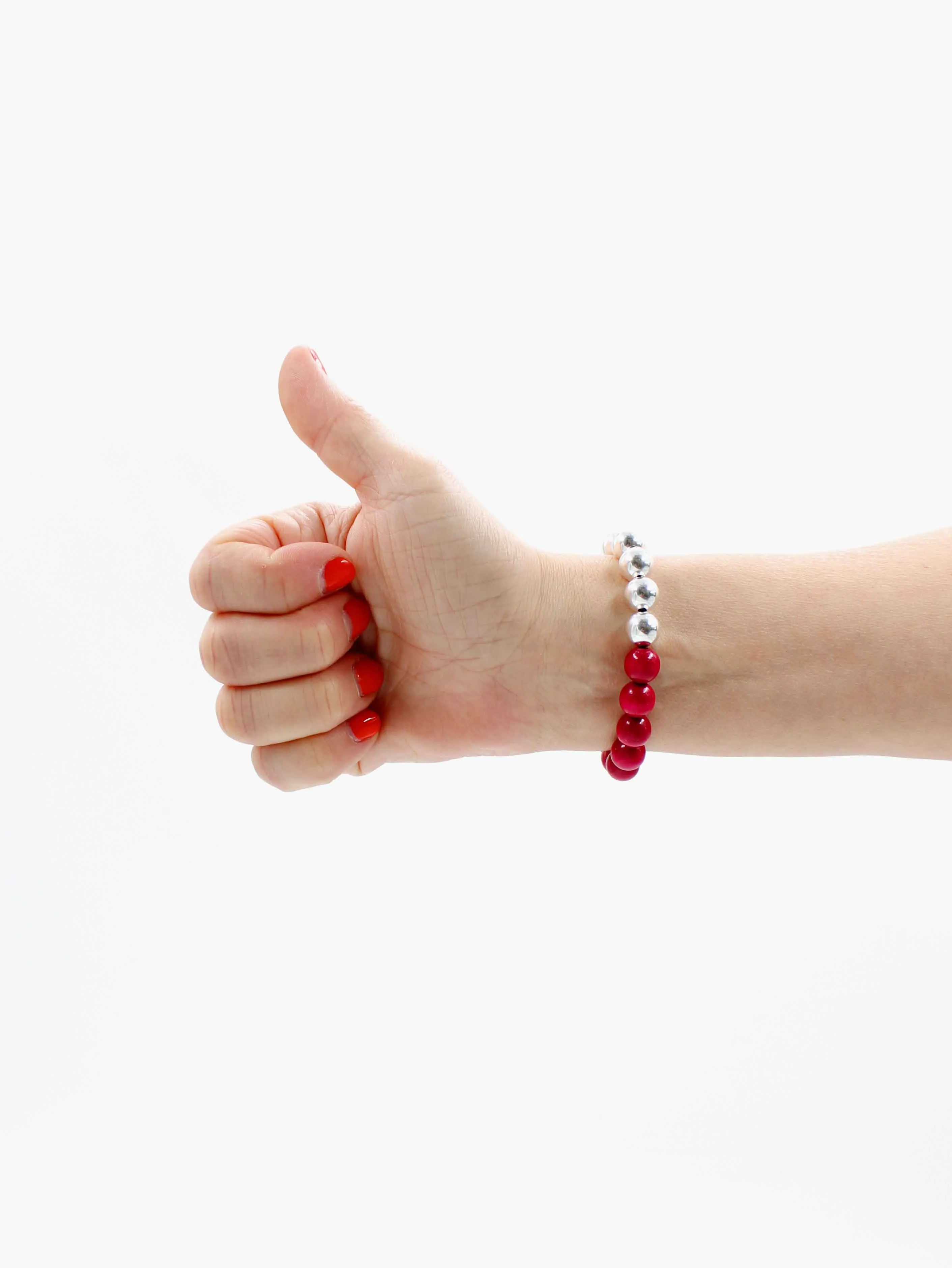 Perlen silver/wood bracelet, bordo sold by Ina.seifart