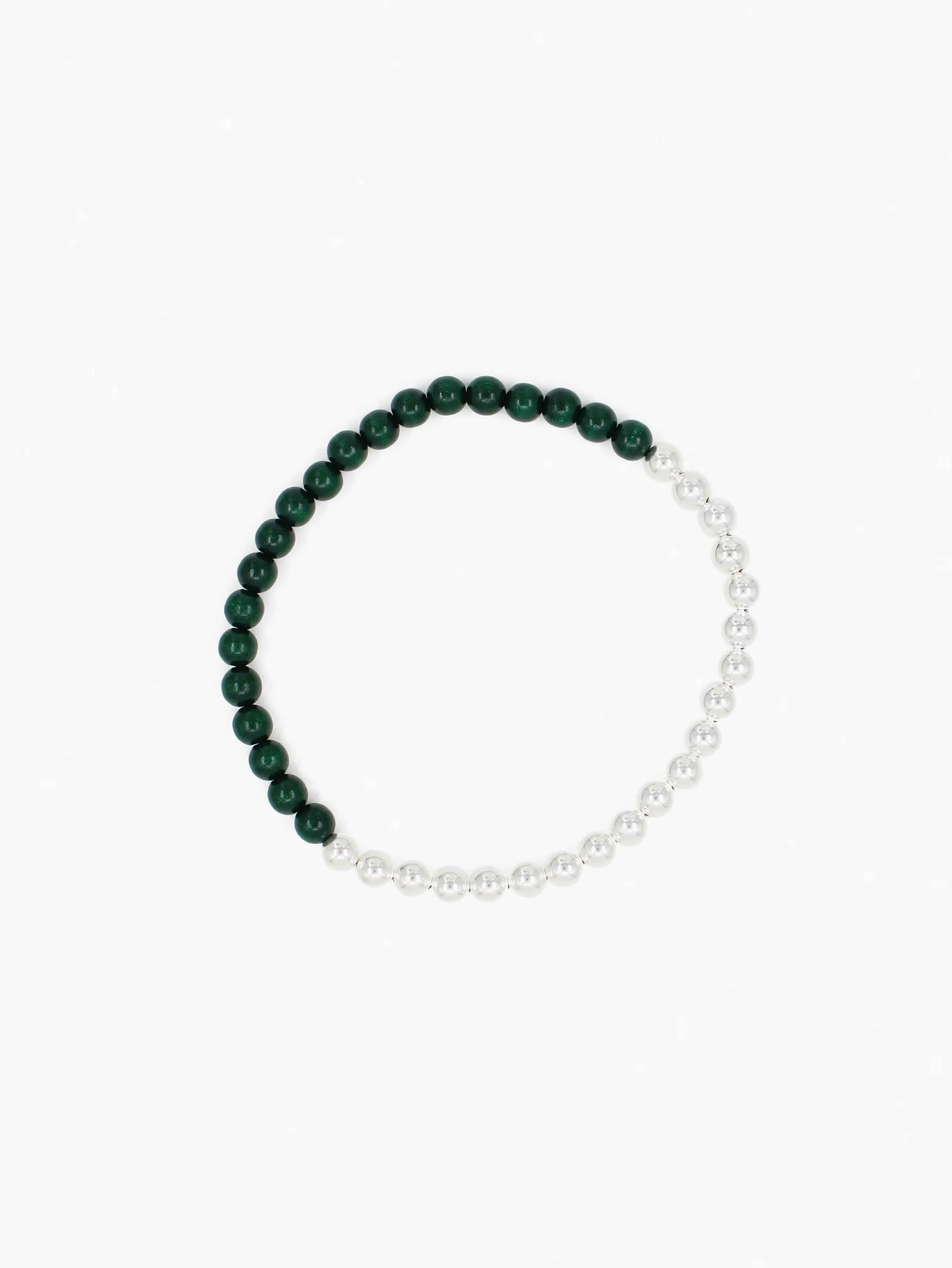 Perlen silver/wood necklace, darkgreen sold by Ina.seifart