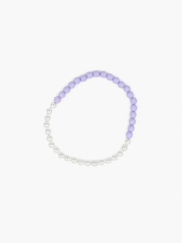 Perlen silver/wood necklace, lilac made by Ina.seifart