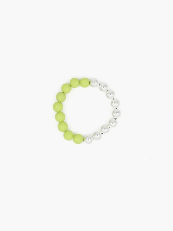 Perlen silver/wood bracelet, lime made by Ina.seifart