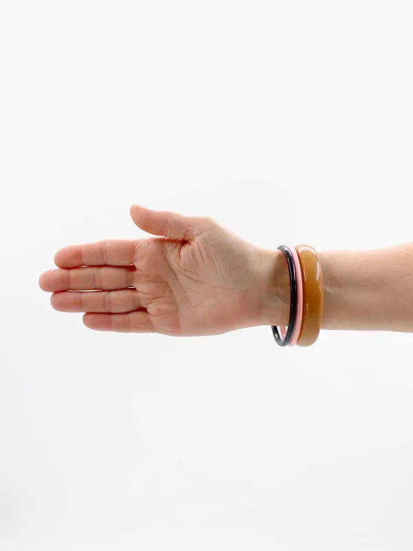 Armreifen, mocca - black - blush made by Ina.seifart