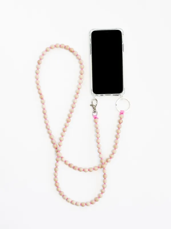 Handykette, natural - pink made by Ina.seifart