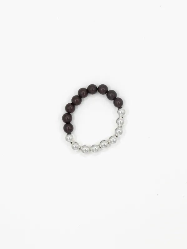 Perlen silver/wood bracelet, brown made by Ina.seifart