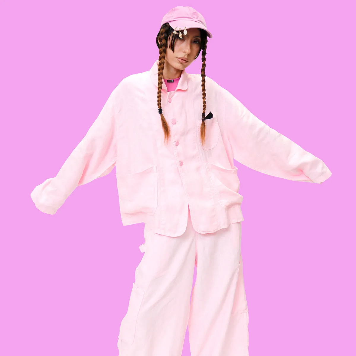 F.D.A. Bubblegum Linen Forager Coat *FINAL SALE sold by MEALS product image thumbnail 3