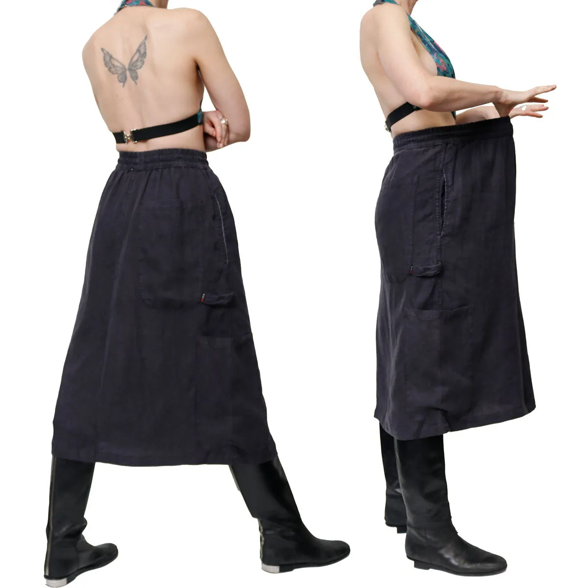 OOPS F.D.A Black Sesame Linen Work Skirt FINAL SALE sold by MEALS product image thumbnail 3