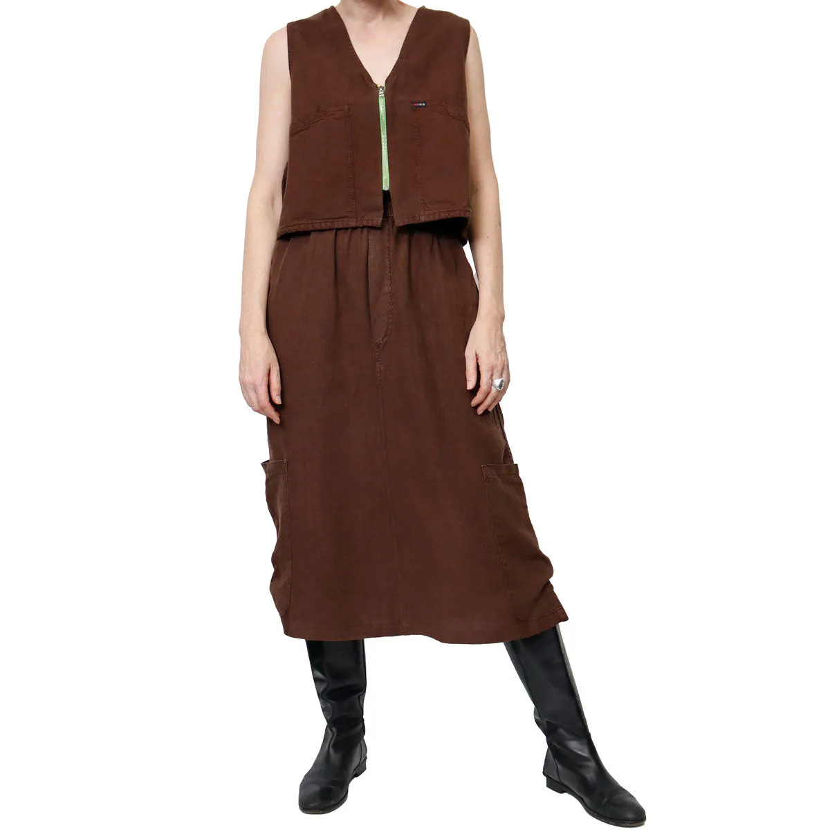 OOPS F.D.A Chocolate Linen Work Skirt FINAL SALE sold by MEALS product image thumbnail 2