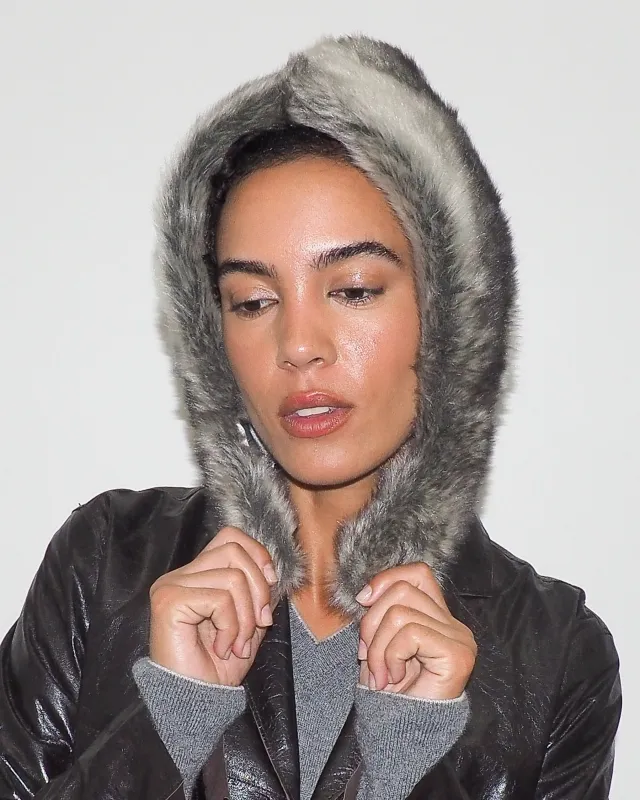 Sno Hood in Grey Faux Chinchilla sold by CLYDE