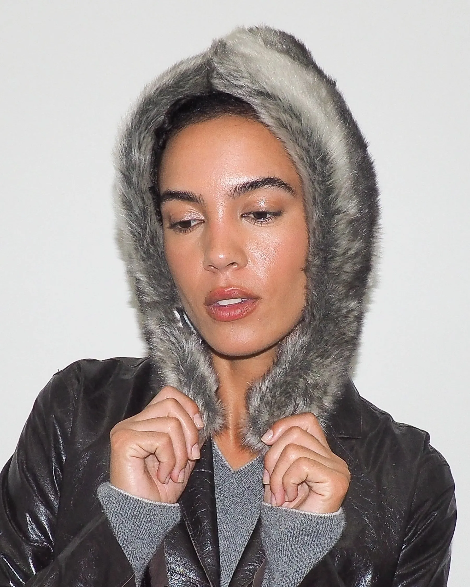 Sno Hood in Grey Faux Chinchilla sold by CLYDE