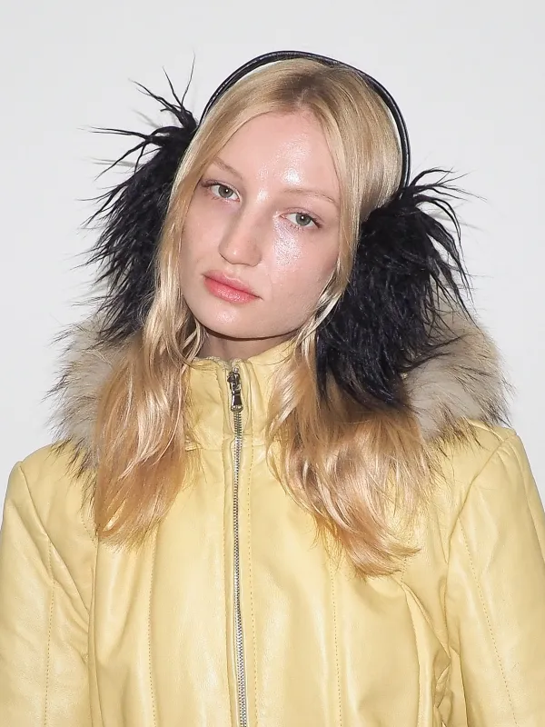 Ear Muffs in Black Faux Yak made by CLYDE