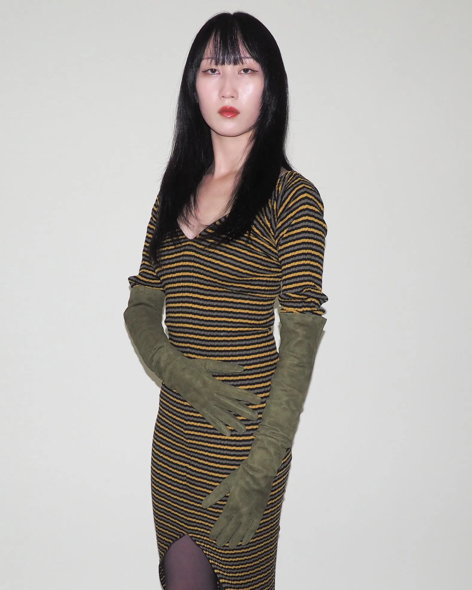 Moonlight Opera Gloves in Moss Suede Lambskin sold by CLYDE product image thumbnail 4