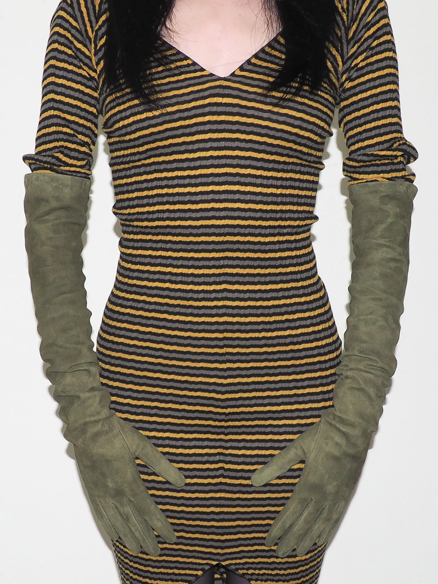 Moonlight Opera Gloves in Moss Suede Lambskin sold by CLYDE product image thumbnail 3