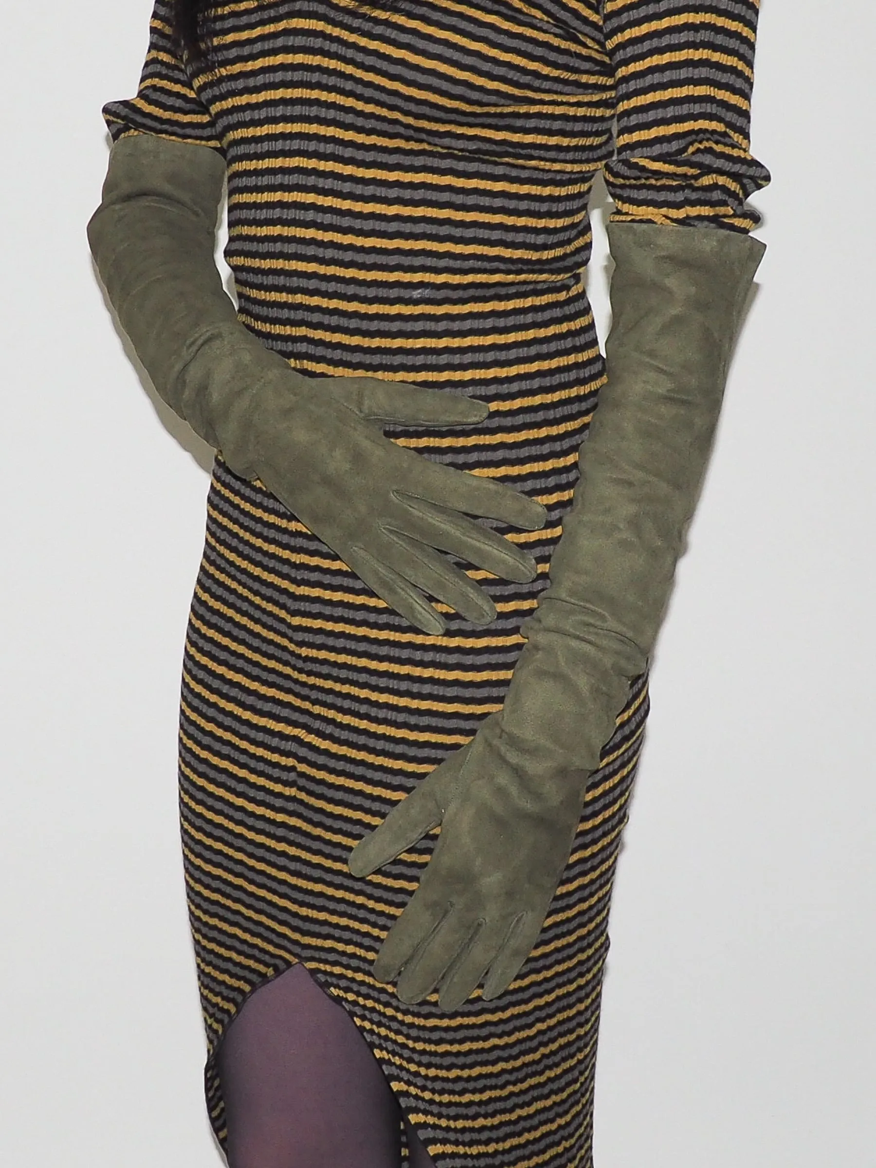 Moonlight Opera Gloves in Moss Suede Lambskin sold by CLYDE product image thumbnail 2