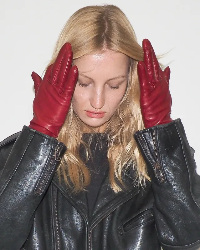 Classic Gloves in Crimson Nappa Lambskin sold by CLYDE