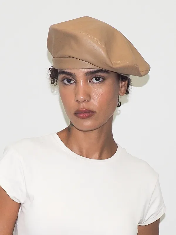 Lambskin Beret in Tan made by CLYDE